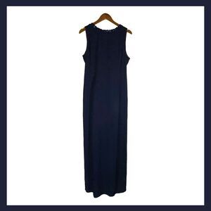 Vintage Scott McClintock Navy Beaded Gown Size 16 Low Back Evening Dress